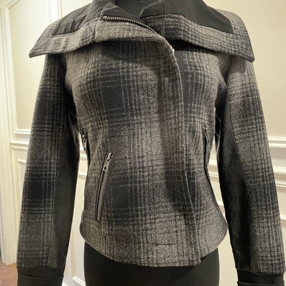 A.L.C. ALC Black and Gray wool/cashmere/silk blend biker jacket Size 2. - Picture 4 of 7